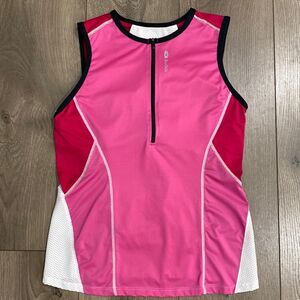 SUGOI Cycling Sleeveless Jersey Pink And White Tank‎ Size Large